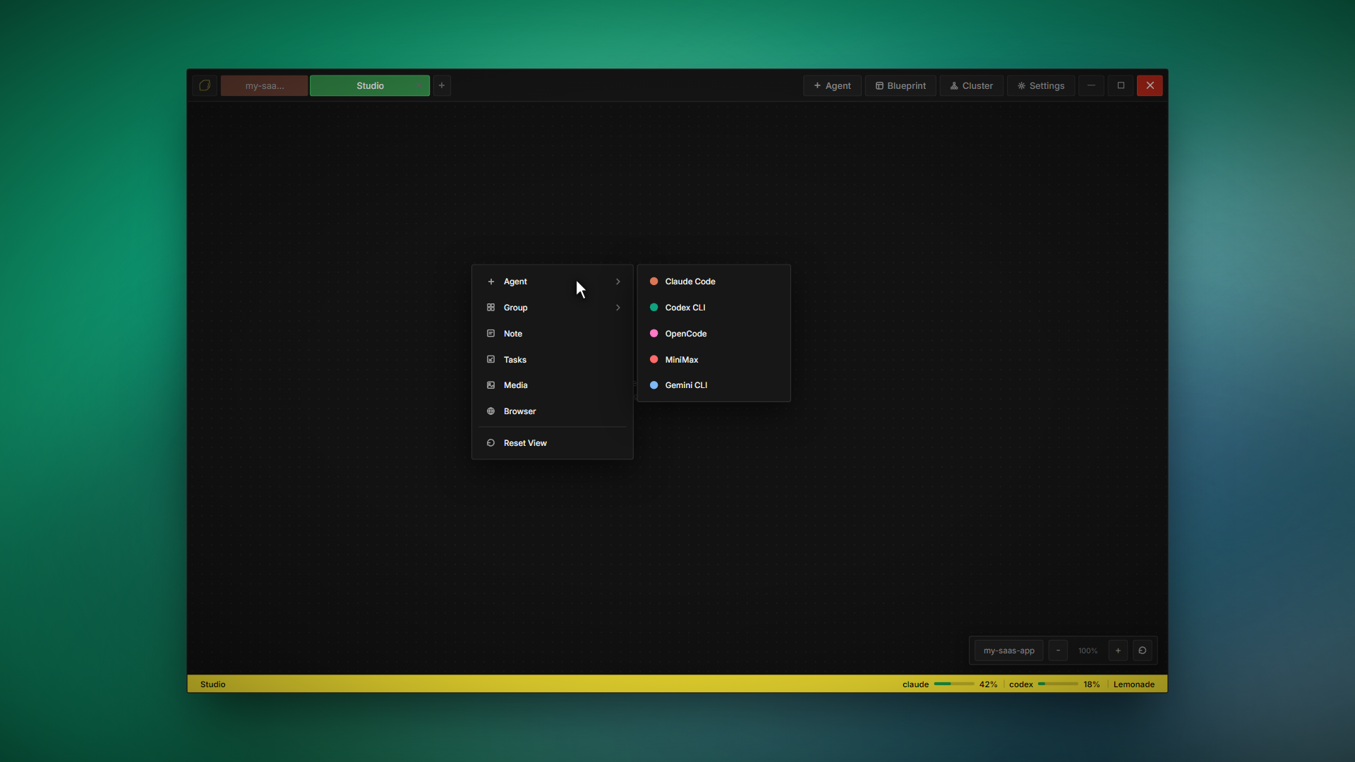 Studio right-click context menu